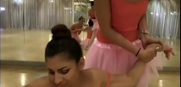  Ballerinas enjoying an intimate lesbian sex in studio
